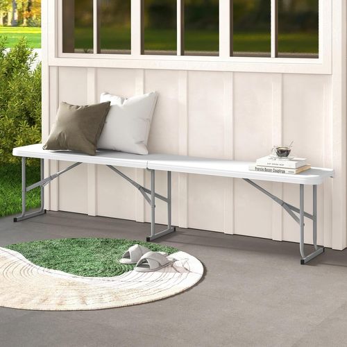 Banc Exterieur Jardin 182 X 27,5 X 43 Cm, Banc Pliable à 3 Places En Hdpe, Charge 300 Kg