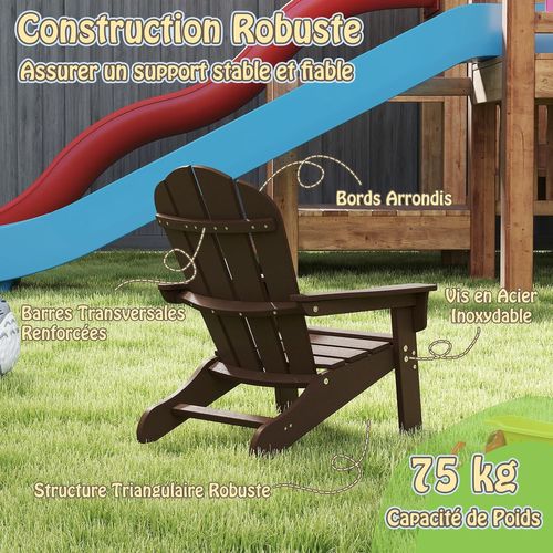 Chaise Adirondack De Jardin Enfant Avec Design Ergonomique et Accoudoirs  (marron)