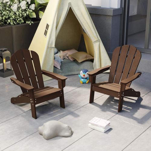 Chaise Adirondack De Jardin Enfant Avec Design Ergonomique et Accoudoirs  (marron)