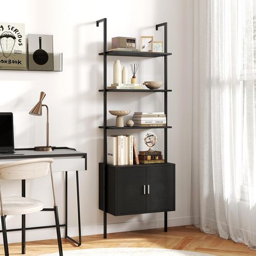 Étagère D'Angle, Bibliothèque 4 Niveaux, Étagère Échelle, Porte-plante, Style Industriel, Avec Cadre En Acier, Couleur Chêne Naturel Et Blanc Mat | Leroy Merlin