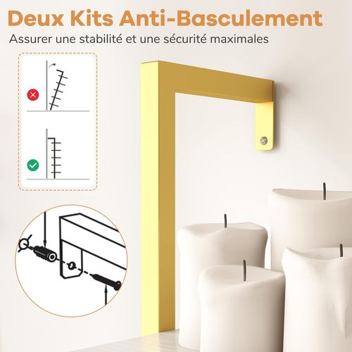 Étagère Échelle à 5 Niveaux, Bibliothèque Murale Industrielle Avec Kits Anti-renversement, Blanc