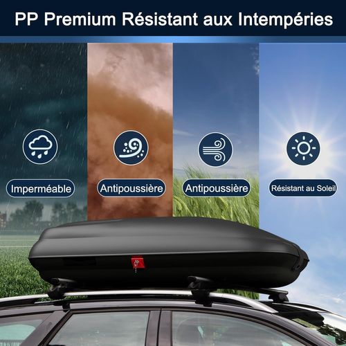 Coffre De Toit Voiture Imperméable 250 L, Sac De Toit Rigide De Rangement Pour Voitures, Noir