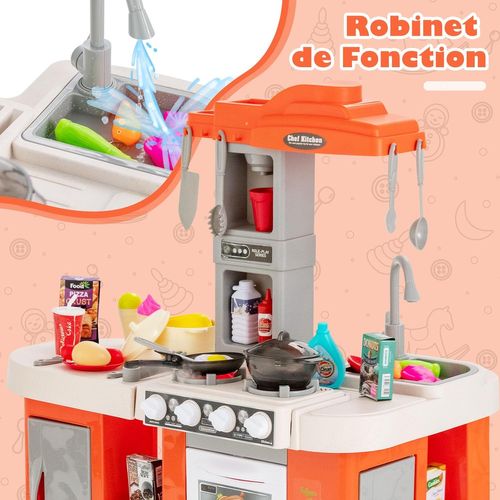 67 Pièces Cuisine Enfant Avec Effets De Vapeuretd'ébullition,avec Lumières, Pour 3 Ans+ (orange)