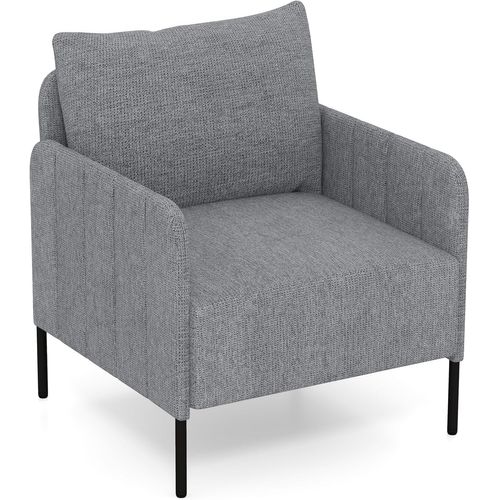 Fauteuil De Salon, Canapé Simple Avec Coussin, Profondeur De 75 Cm, Pieds Réglables, Gris