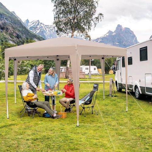 Tonnelle De Jardin Hexagonale Pop-up 400 X 348 Cm,  Habillées Sac De Transport, Kaki