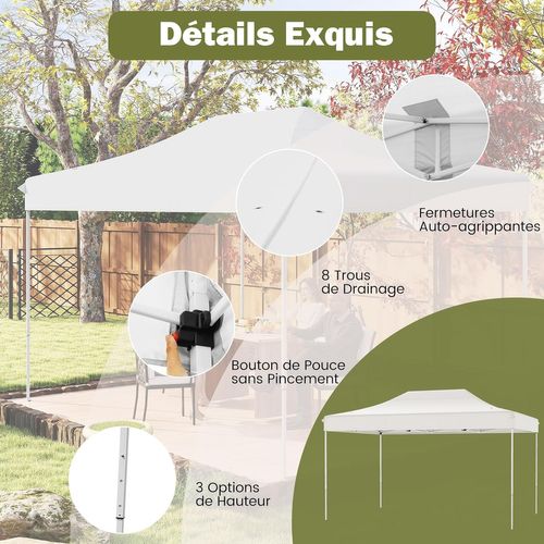 Tonnelle De Jardin Instantanée 300 X 445 Cm, Tente Avec Trous De Drainage Sac,beige
