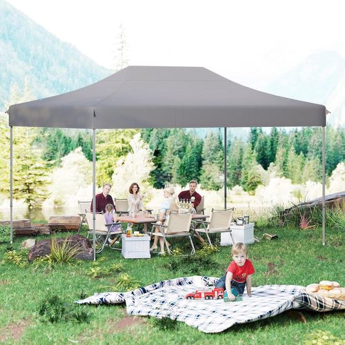 Tonnelle De Jardin Instantanée 300 X 445 Cm, Trous De Drainage, 4 Cordes 8 Piquets (gris)