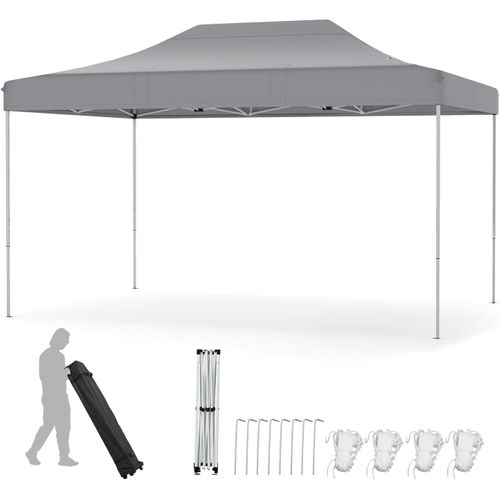 Tonnelle De Jardin Instantanée 300 X 445 Cm, Trous De Drainage, 4 Cordes 8 Piquets (gris)