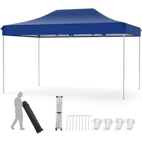 Tonnelle De Jardin Instantanée 300 X 445 Cm, Trous De Drainage, 4 Cordes 8 Piquets (bleu)