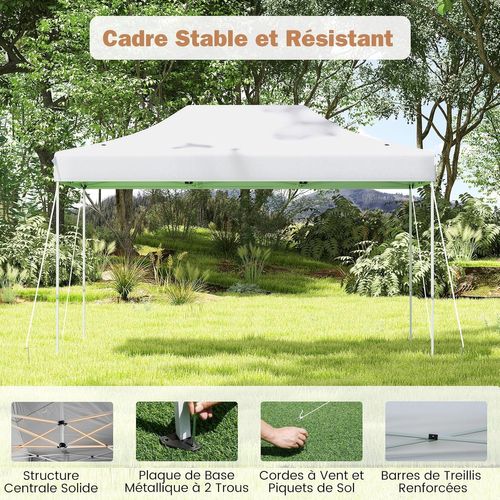 Tonnelle De Jardin Instantanée 300 X 445 Cm, Tente Avec Trous De Drainage Sac，blanc