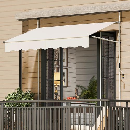 Store Banne Manuel Rétractable De 2 X 1,2/1,35/1,5m, Hauteur Réglable 210-300cm (blanc)