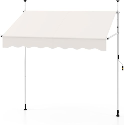 Store Banne Manuel Rétractable De 2 X 1,2/1,35/1,5m, Hauteur Réglable 210-300cm (blanc)