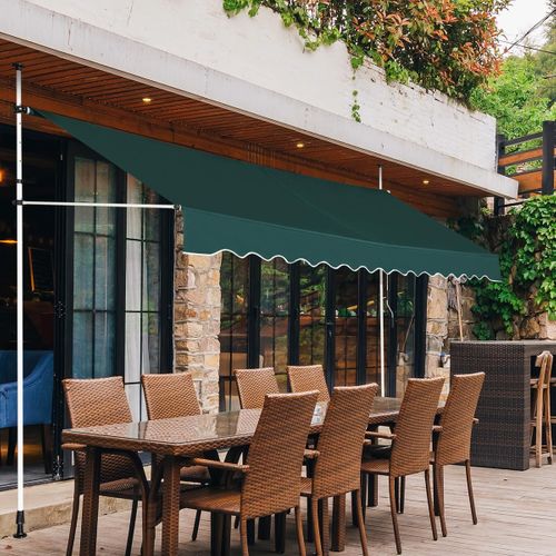 Store Banne Manuel Rétractable De 3,95 X 1,25m Avec Manivelle Hauteur Réglable 200-300cm (vert)