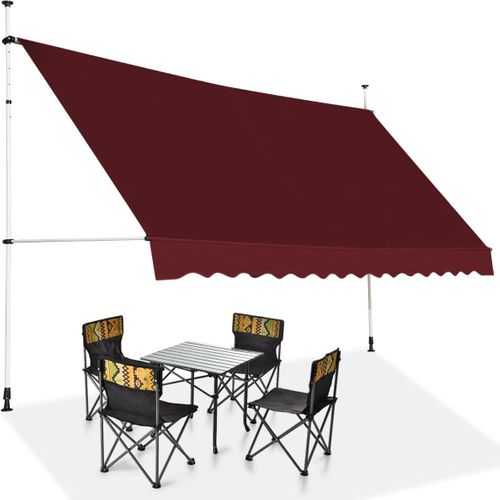 Store Banne Manuel Rétractable De 3,95 X 1,25m Avec Manivelle Hauteur Réglable 200-300cm (rouge)