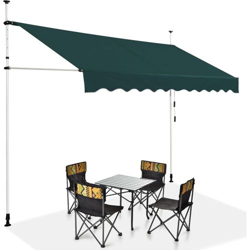 Store Banne Manuel Rétractable De 3 X 1,25m Avec Manivelle Hauteur Réglable 200-300cm (vert)