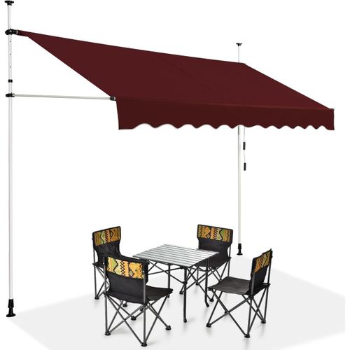 Store Banne Manuel Rétractable De 3 X 1,25m Avec Manivelle Hauteur Réglable 200-300cm (rouge)
