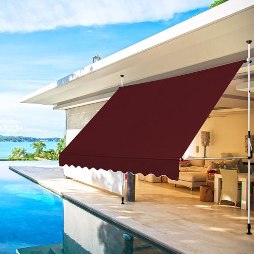 Store Banne Manuel Rétractable De 3 X 1,25m Avec Manivelle Hauteur Réglable 200-300cm (rouge)