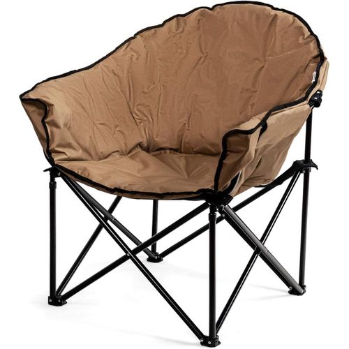 Chaise De Camping Pliante Surdimensionnée Avec Coussin Rembourré,porte-gobelet (brun)