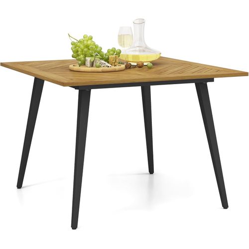 Table De Jardin En Bois D'acacia Pour 4 Personnes, Table Avec Trou Pour Parasol 5 Cm,naturel