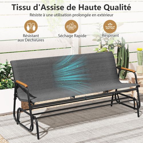 Banc Exterieur Jardin à Bascule, Banc De Jardin, Charge 450 Kg, Pour 3 Personnes (169 × 74 × 84 Cm)