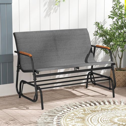 Banc Exterieur Jardin à Bascule, Banc De Jardin, Charge 300 Kg, Cadre En Métal (115 × 74 × 84 Cm)