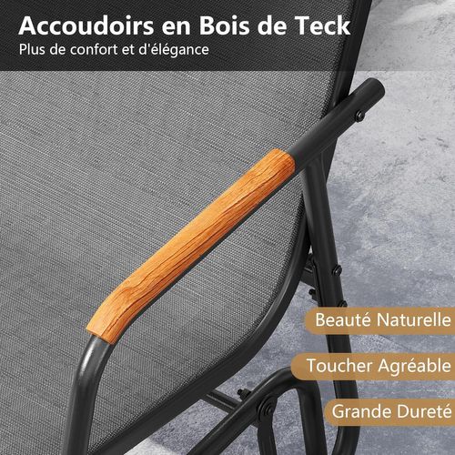 Banc Exterieur Jardin à Bascule, Banc De Jardin, Charge 300 Kg, Cadre En Métal (115 × 74 × 84 Cm)