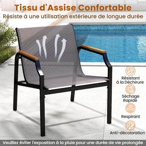 Salon De Jardin 3 Pièces Tissu Respirant Charge 150kg, Ensemble De Meubles De Patio