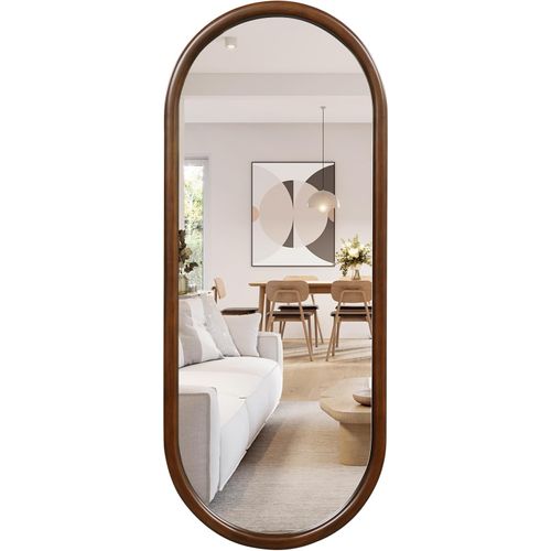 Miroir Mural Rectangulaire 110 X 45 Cm Avec Cadre En Bois Massif, 4 Crochets Métallique