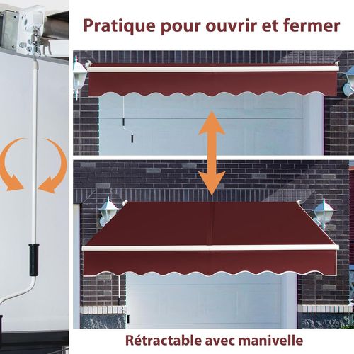 Store Banne Manuel Rétractable De 245 X 200cm Angle Ajustable 40°-100°, Auvent De Terrasse (rouge)