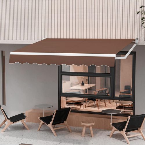 Store Banne Manuel Rétractable De 245 X 200cm Angle Ajustable 40°-100°, Auvent De Terrasse  (marron)