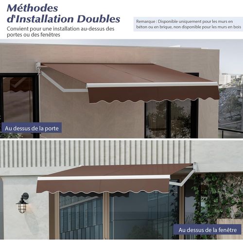 Store Banne Manuel Rétractable De 245 X 200cm Angle Ajustable 40°-100°, Auvent De Terrasse  (marron)