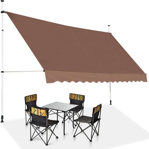 Store Banne Manuel Rétractable De 3,5 X 1,25m Avec Manivelle Hauteur Réglable 200-300cm (brun)