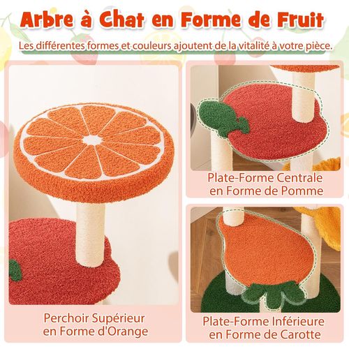 Arbre à Chat Bois 99,5 Cm, Arbre à Chat Design à 4 Niveaux,48,5 X 48,5 X 99,5 Cm