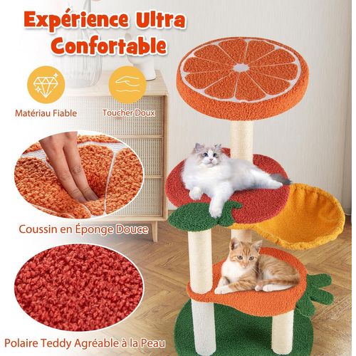 Arbre à Chat Bois 99,5 Cm, Arbre à Chat Design à 4 Niveaux,48,5 X 48,5 X 99,5 Cm