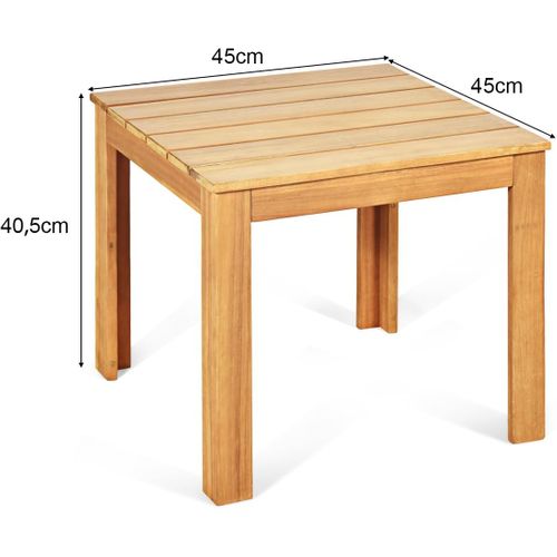 Table D’appoint Extérieure En Bois D'acacia Charge 100kg, Table Basse De Jardin Carrée, Naturel
