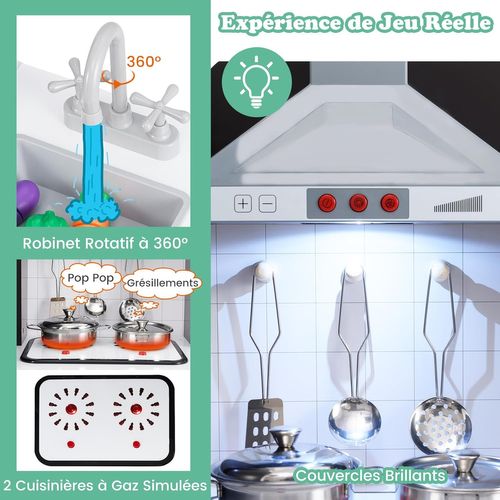 3 En 1 Cuisine Enfant Avec Réfrigérateur Et Machine à Laver, Avec Lumière, Pour 3 Ans+ (brun)