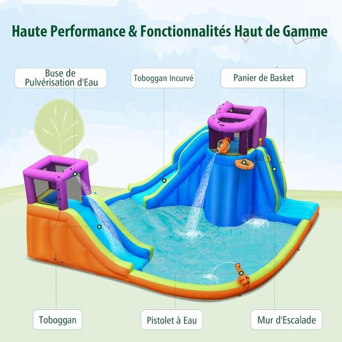 Château Gonflable Avec 2 Toboggans et Grande Piscine,pour 3 Enfants De 3-10 Ans,multicolore
