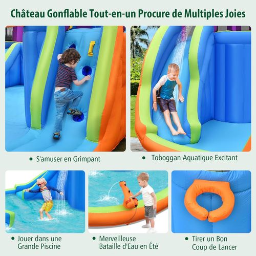 Château Gonflable Avec 2 Toboggans et Grande Piscine,pour 3 Enfants De 3-10 Ans,multicolore