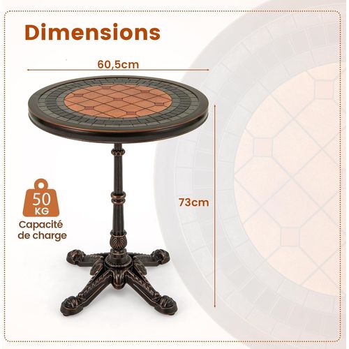 Table De Salle à Manger Ronde De 60,5 Cm, Table Bistro En Aluminium Coulé,bronze