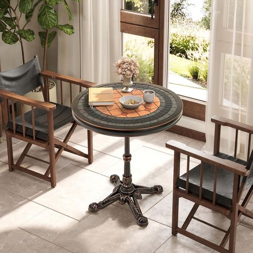 Table De Salle à Manger Ronde De 60,5 Cm, Table Bistro En Aluminium Coulé,bronze