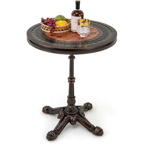 Table De Salle à Manger Ronde De 60,5 Cm, Table Bistro En Aluminium Coulé,bronze