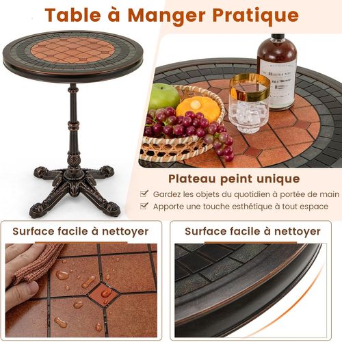 Table De Salle à Manger Ronde De 60,5 Cm, Table Bistro En Aluminium Coulé,bronze