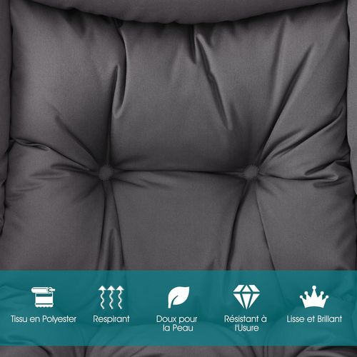 Fauteuil Salon Scandinave, Fauteuil Relax Avec Oreiller Et Poche Latérale, Confortable, Gris