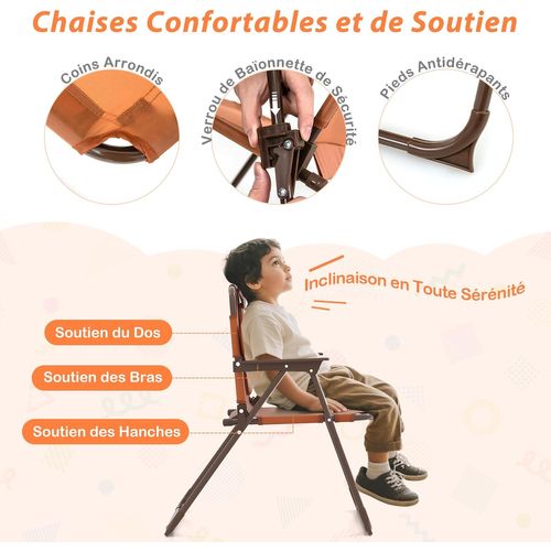 Table De Pique-nique Enfant En Motif Singe Avec Parasol Amovible Et Réglable