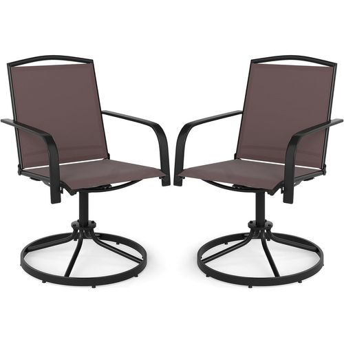 Lot De 2 Chaises De Jardin Exterieur, Fauteuils à Bascule à 360°, 66 X 56 X 92,5 Cm (café)