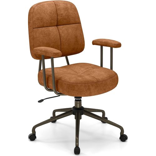 Chaise De Bureau, Chaise De Travail Avec Dossier Rembourré Et Accoudoirs Matelassés (marron)