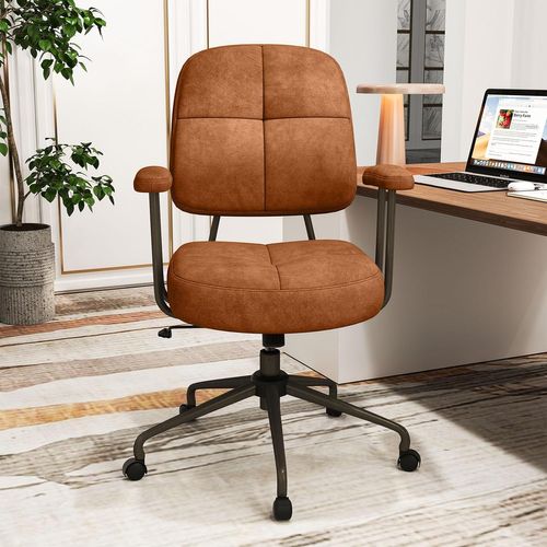 Chaise De Bureau, Chaise De Travail Avec Dossier Rembourré Et Accoudoirs Matelassés (marron)
