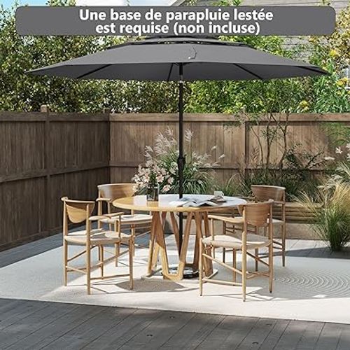 Parasol De Jardin Extérieur, Parasol Balcon à 3 Niveaux Sans Pied (gris)
