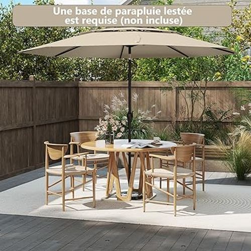 Parasol De Jardin Extérieur, Parasol Balcon à 3 Niveaux Sans Pied (beige)