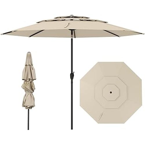 Parasol De Jardin Extérieur, Parasol Balcon à 3 Niveaux Sans Pied (beige)